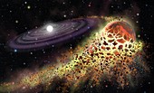 Planet destroyed by white dwarf,artwork