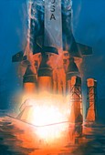 Saturn V rocket launch,artwork
