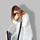 Woman in labour breathing entonox