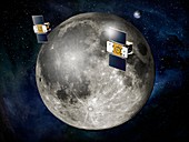 GRAIL spacecraft over the Moon,artwork