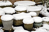 Containers covered in snow