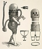 Diving suit and equipment,18th century