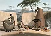 Botswana women making pots,1800s