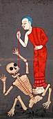 Figure with skeleton 19th century artwork
