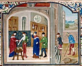 Doctors treating patients,15th century