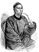 Chinese man smoking,1880s