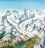 Glacier geography,artwork