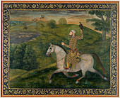 Mughal nobleman out hawking