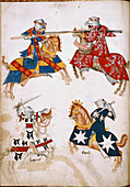Four knights jousting