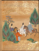 Japanese men on horseback