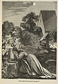 Woman at a grave
