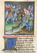 Medieval soldiers fighting