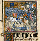 Knights in battle on horseback