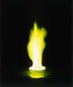 Yellow flame created by burning barium