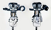 Car engines showing different positions