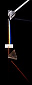 Prism splitting white light ray