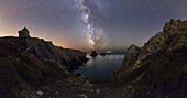 Milky Way over coastal rocks