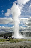 Geyser erupting in Geysir,Iceland