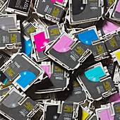 Pile of empty inkjet cartridges