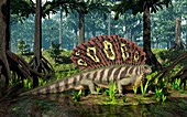 Edaphosaurus amidst cordaites,artwork