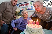 Woman celebrating 100th birthday
