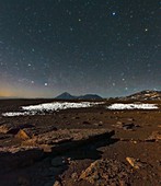Night sky over the Licancabur volcano