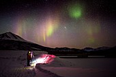 Aurora Borealis and Photographer,Alaska