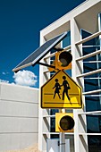 Solar-powered crossing lights