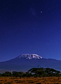 Night sky over Mount Kilimanjaro