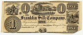 Franklin Silk Company bank note,1830s