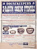 Advert for X-Radium cooking pots,1905