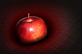 Artwork of apple warping spacetime