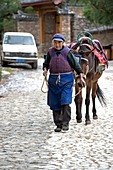 Elderly Naxi woman with her horse