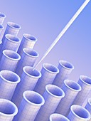 Pipette with an array of test tubes