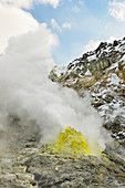 Sulphur deposits,Mount Iwo,Japan