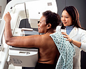 Woman undergoing breast screening