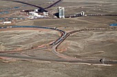 Coal trains at mine,Wyoming,USA