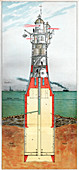 19th Century lighthouse,historic artwork