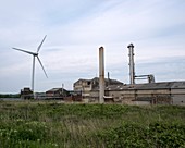 Factory and wind turbine