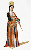 Woman playing a flute,illustration