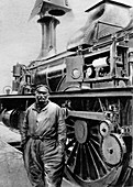 19th C train and driver,historical image