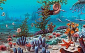Jurassic underwater scene,illustration