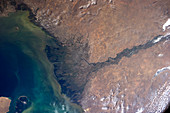 Volga River Delta,ISS image