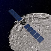 Dawn spacecraft at Vesta,illustration