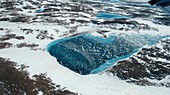 Frozen meltwater lake,Greenland