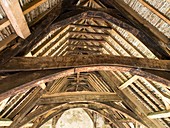 Ancient roof timbers in Stokesay Castle