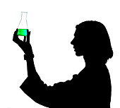 Scientist and conical flask
