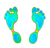 Feet prints on thermochromic film