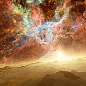 Planet forming in a nebula,illustration