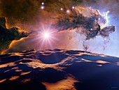 Asteroid and Eagle Nebula